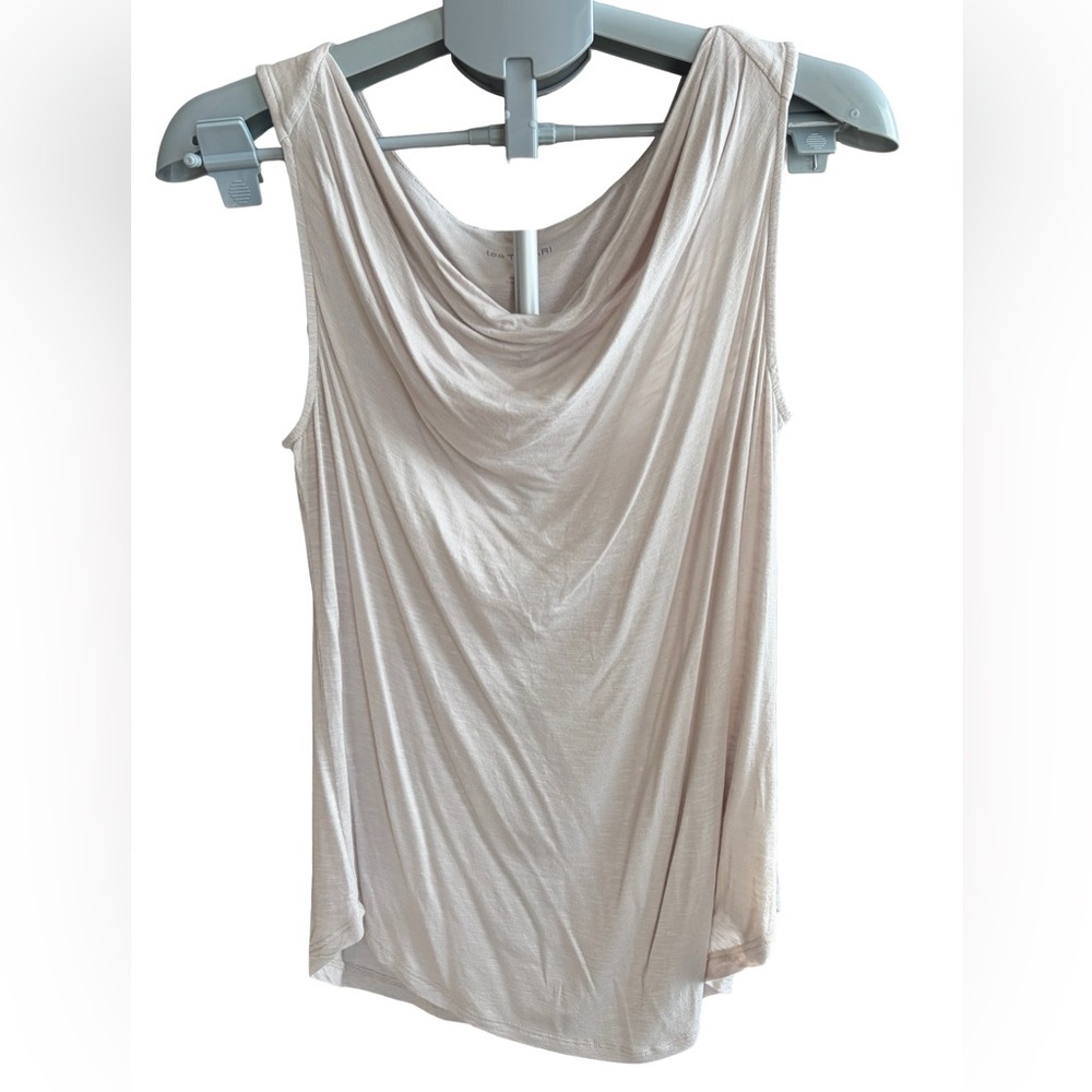 Tahari Soft Cowl Neck Sleeveless Tank in Light Beige